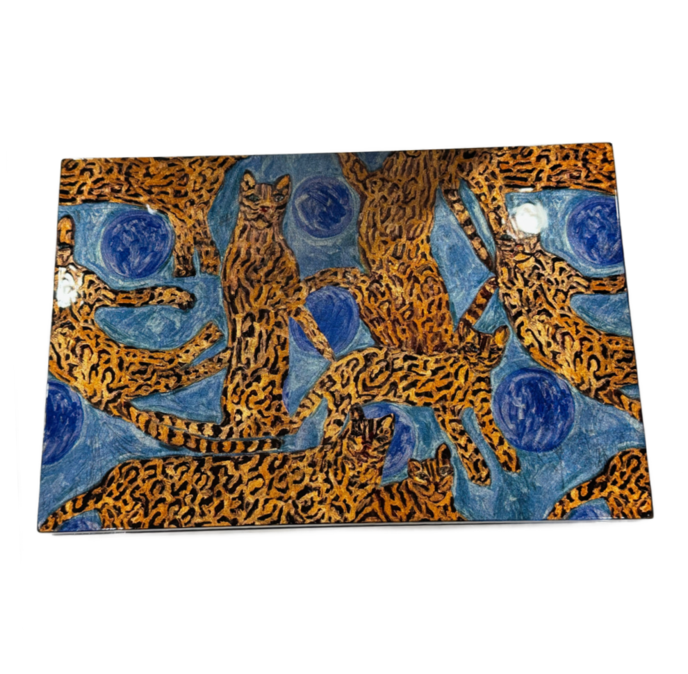 Hunt Slonem | Blue Pearls Ocelot Lacquer Box