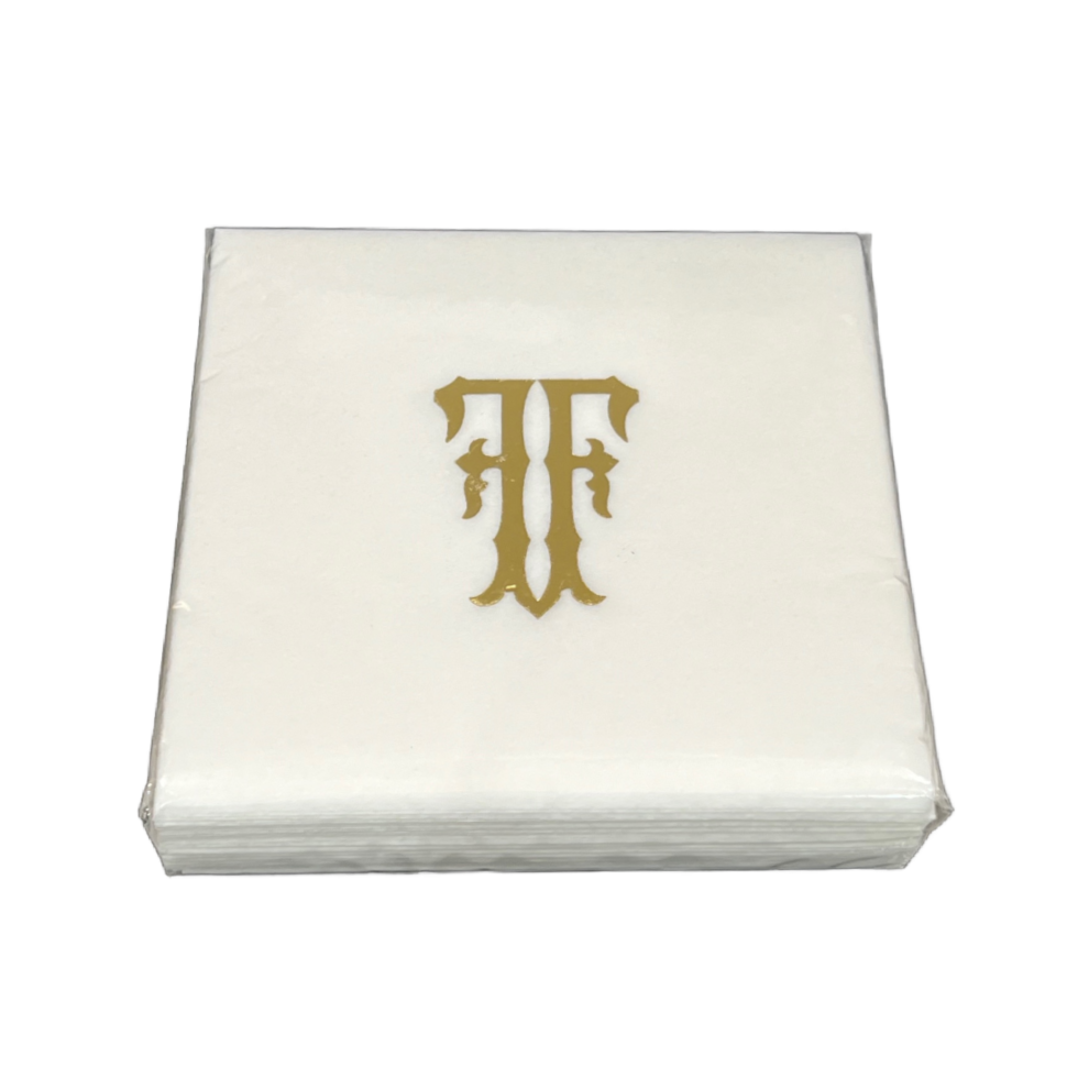 (F) Initial Linun Beverage Napkins - 20 per pack