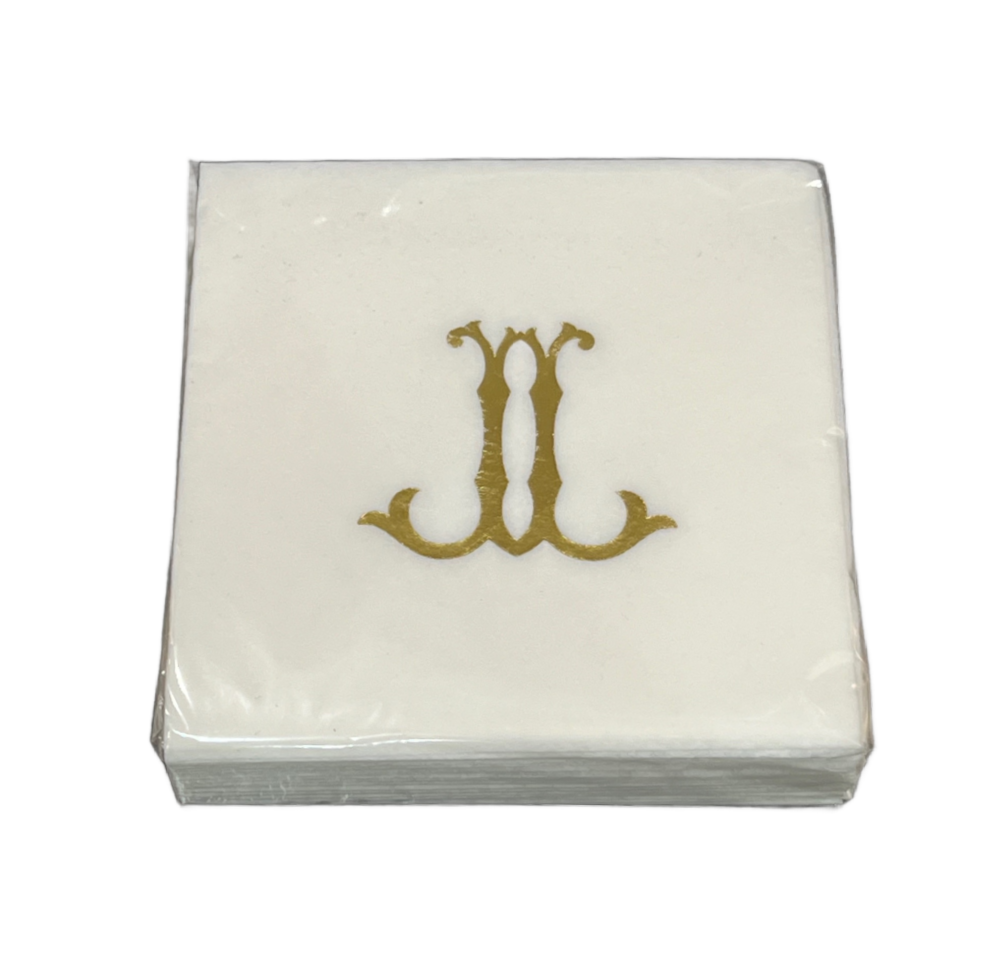 (J) Initial Linun Beverage Napkins - 20 per pack