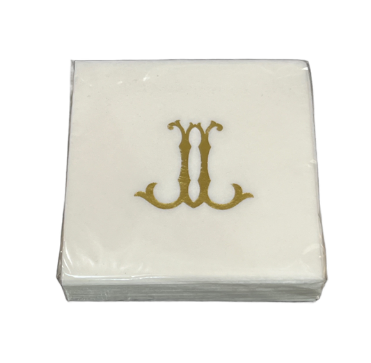 (J) Initial Linun Beverage Napkins - 20 per pack