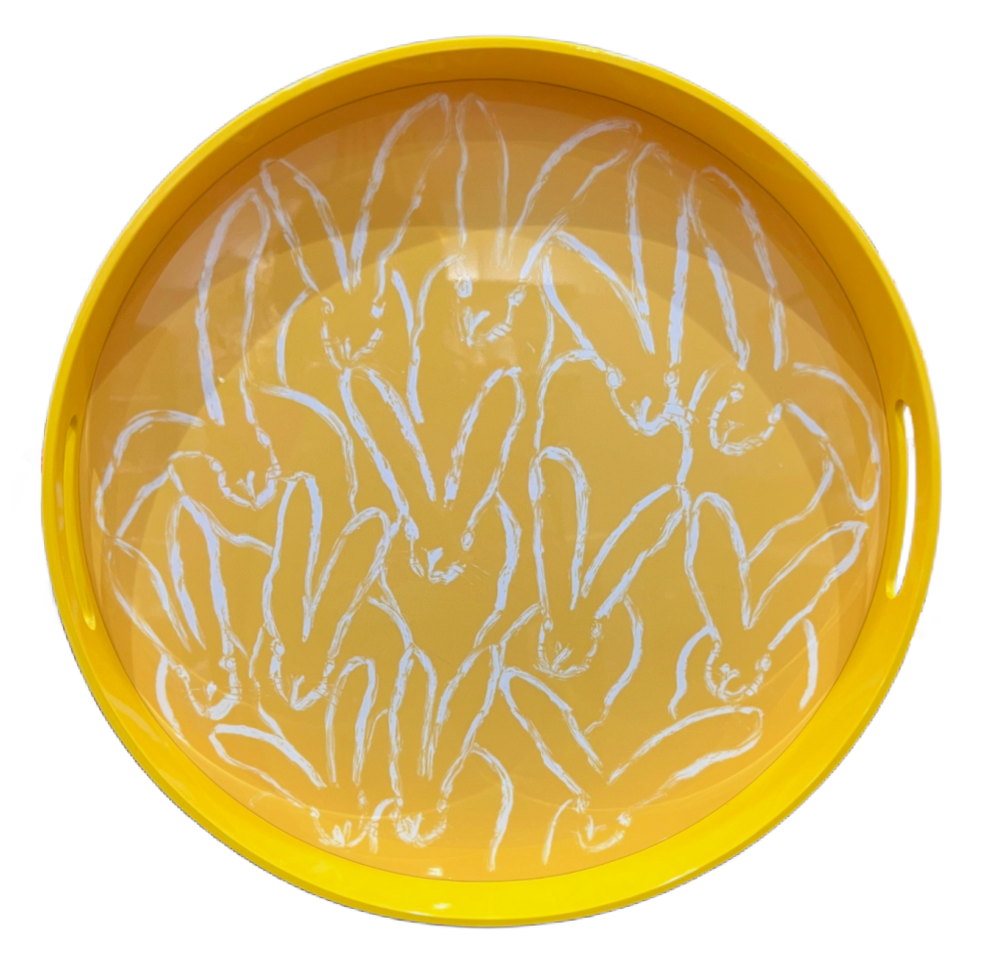 Hunt Slonem | Jubilee Round Yellow Tray