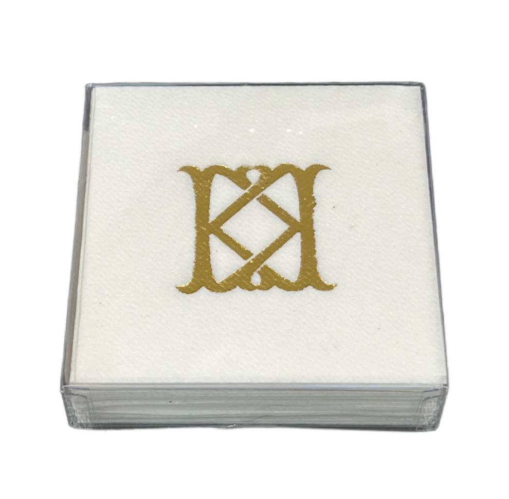 (K) Initial Linun Beverage Napkins - 20 per pack