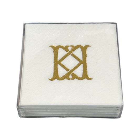 (K) Initial Linun Beverage Napkins - 20 per pack