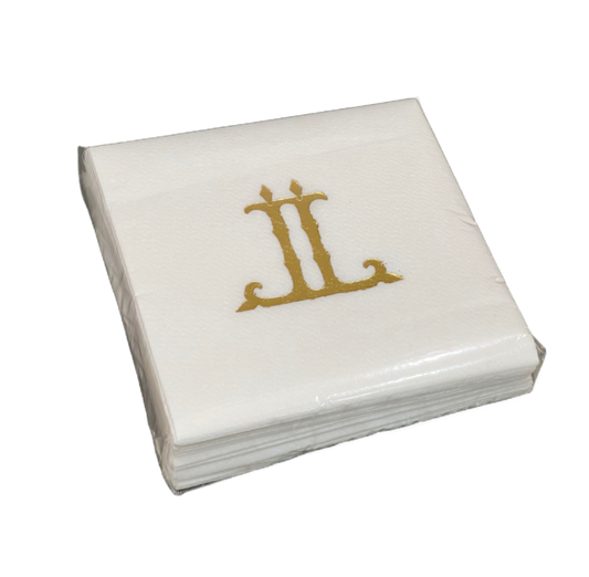 (L) Initial Linun Beverage Napkins - 20 per pack