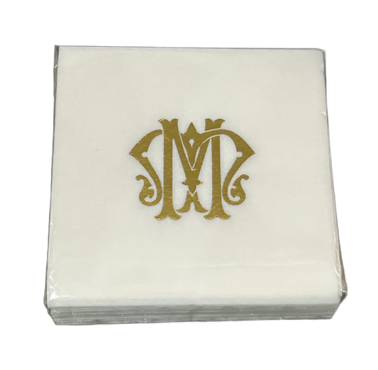 (M) Initial Linun Beverage Napkins - 20 per pack