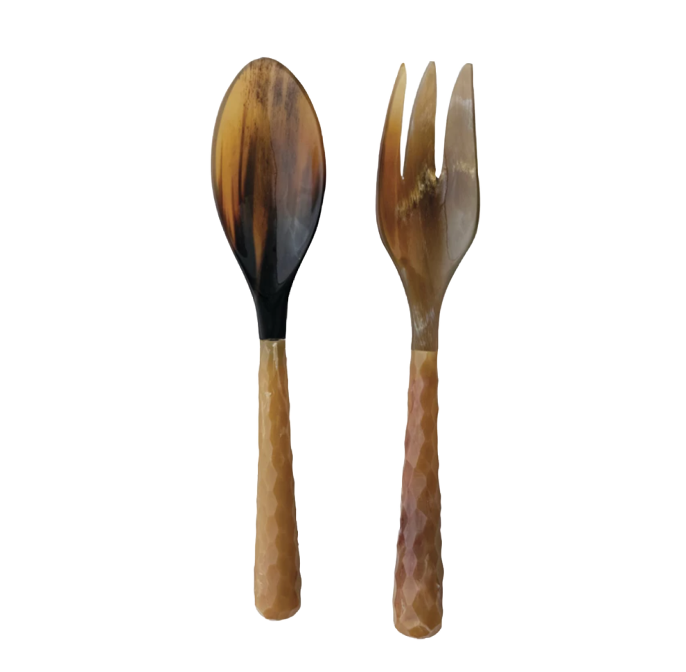 Natural Horn Salad Servers, Set of 2