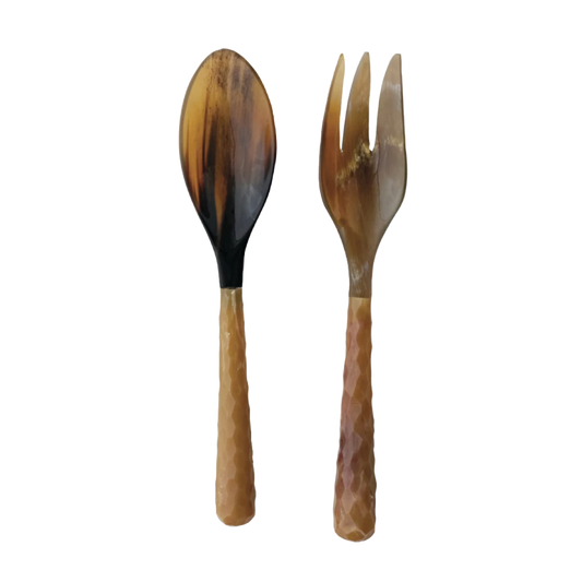 Natural Horn Salad Servers, Set of 2