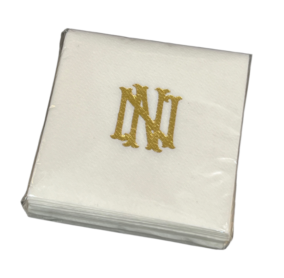 (N) Initial Linun Beverage Napkins - 20 per pack