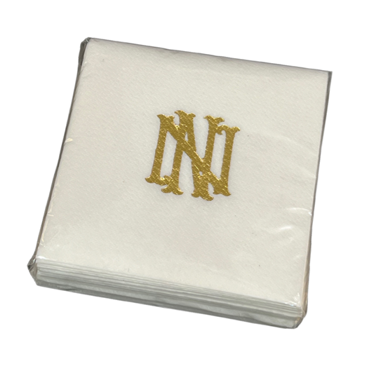 (N) Initial Linun Beverage Napkins - 20 per pack