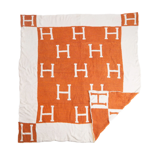 Orange H Cozy Blanket