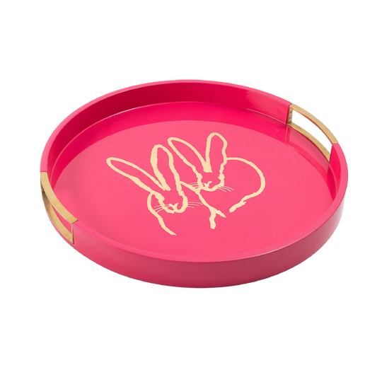 Hunt Slonem | Rabbit Run Lacquer Pink Tray