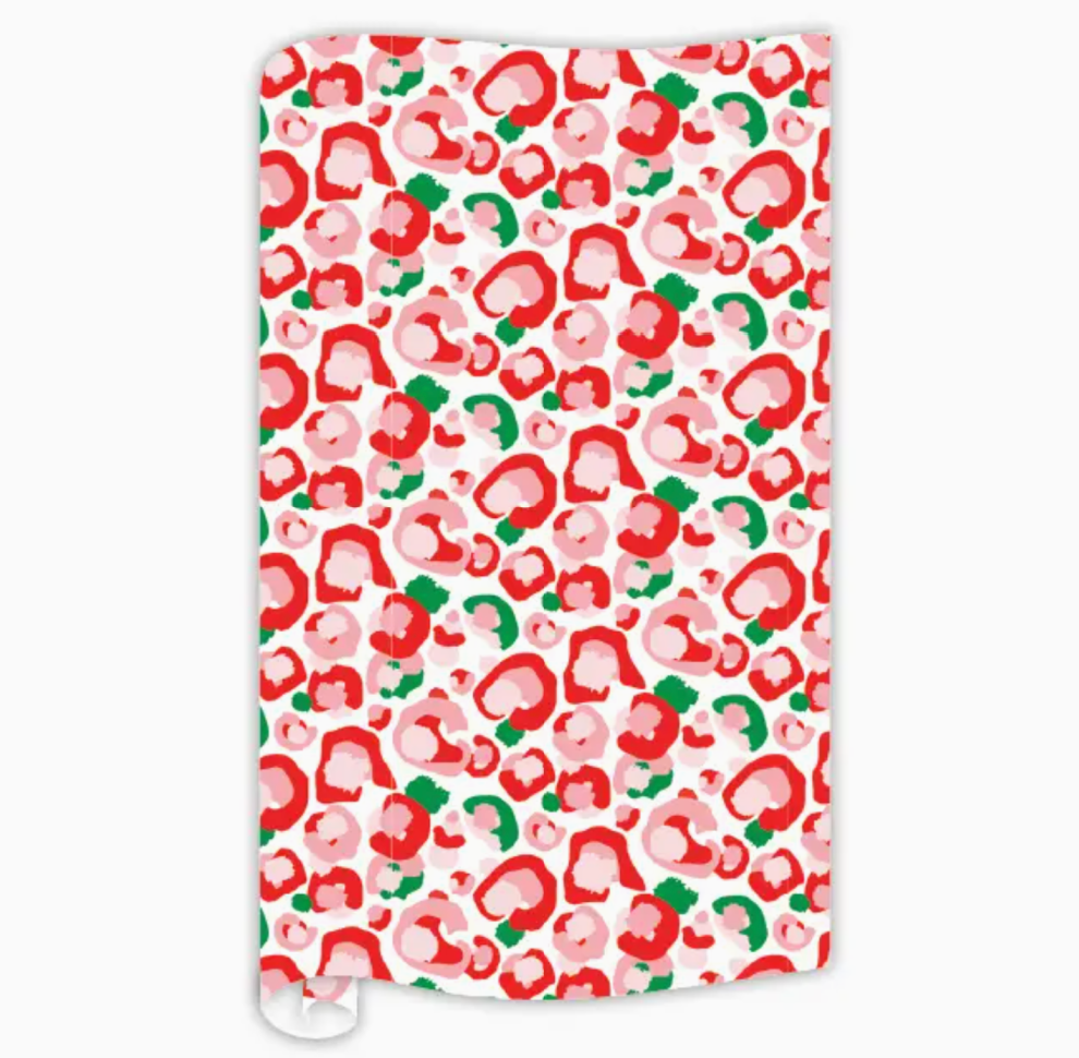 Peppermint Spot Cheetah Print Wrapping Paper