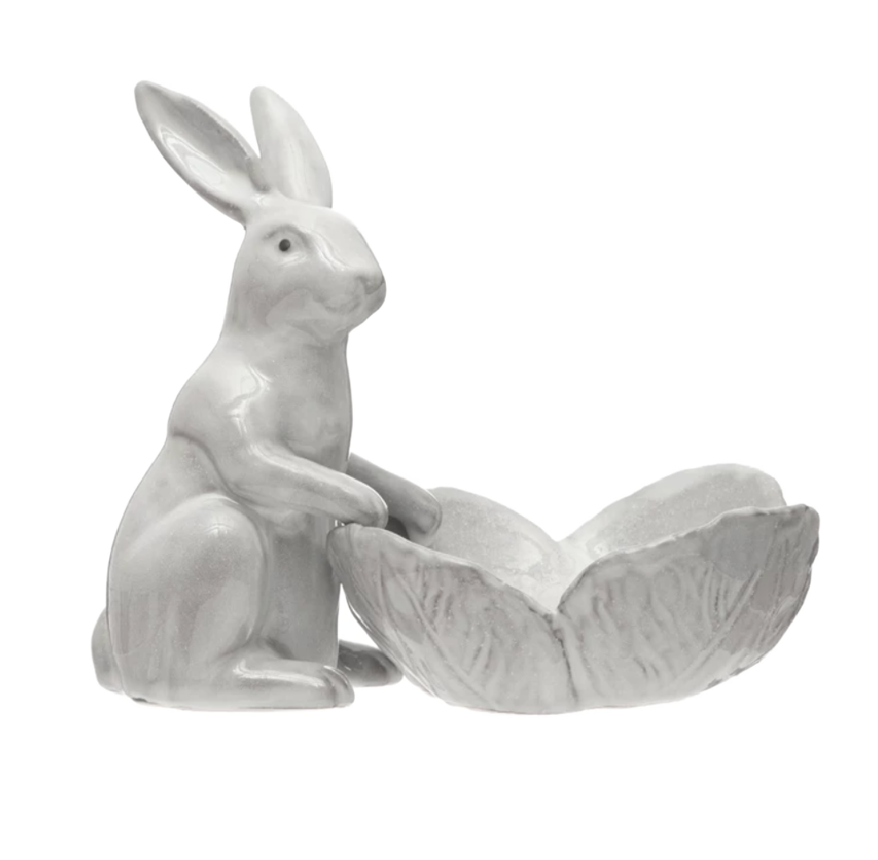 Rabbit with Flower Stoneware