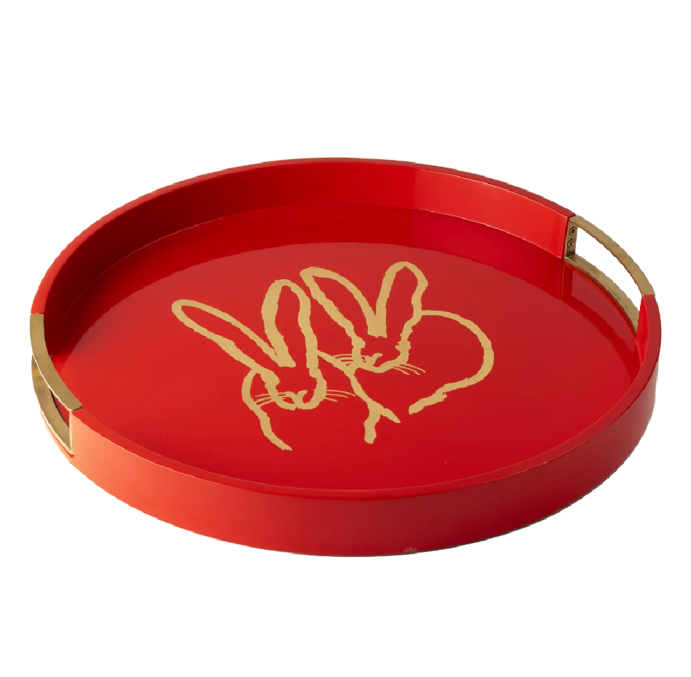 Hunt Slonem | Rabbit Run Red Lacquer Tray