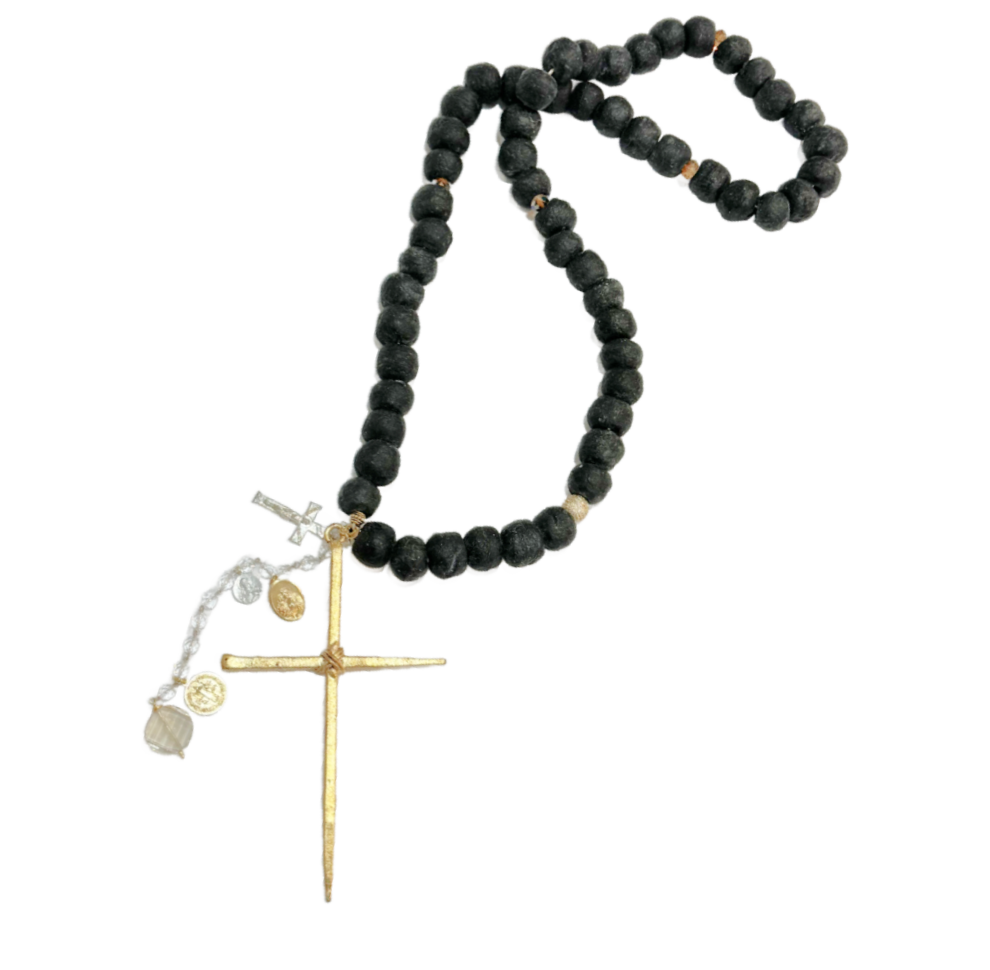 Handmade Beaded Black Glass Rosary