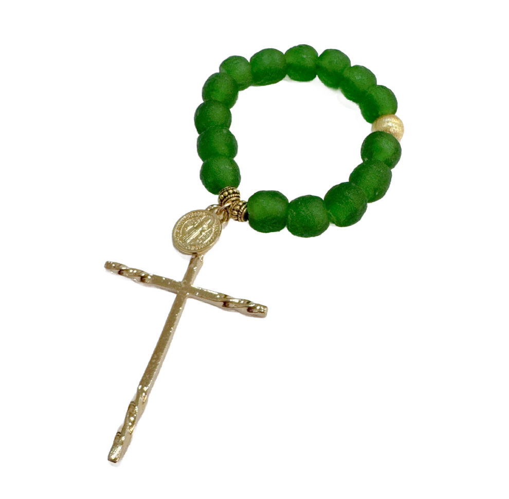 Green Decade Glass Rosary