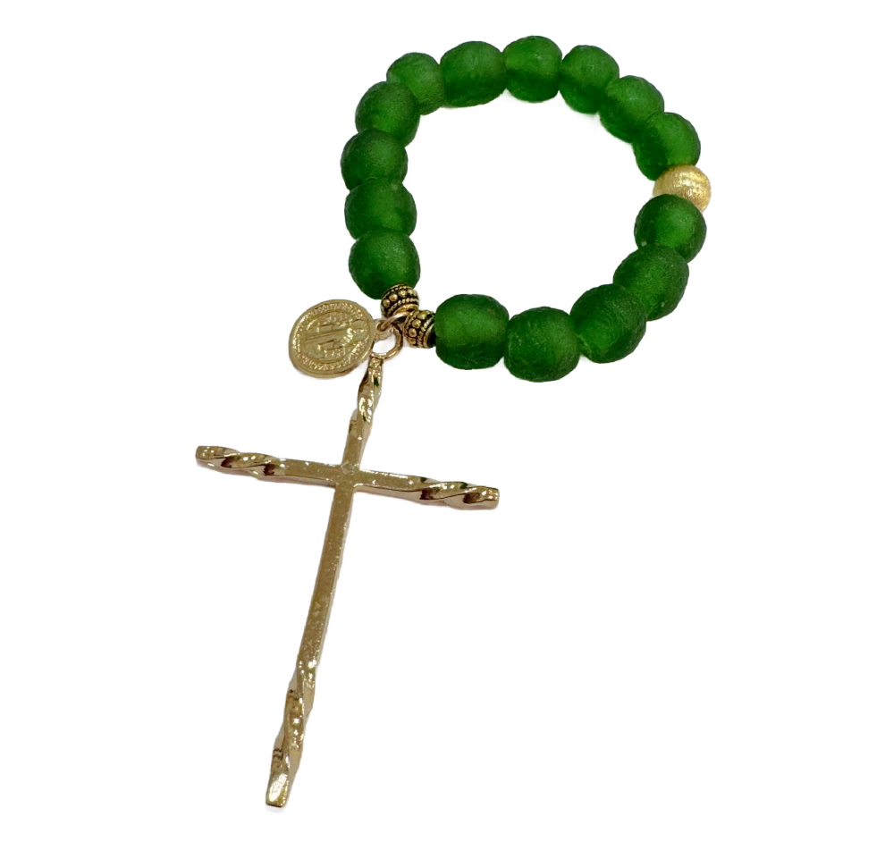 Green Decade Glass Rosary