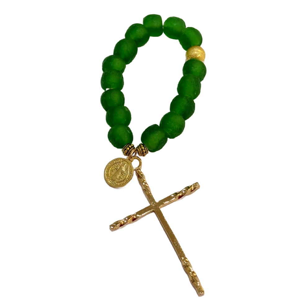 Green Decade Glass Rosary