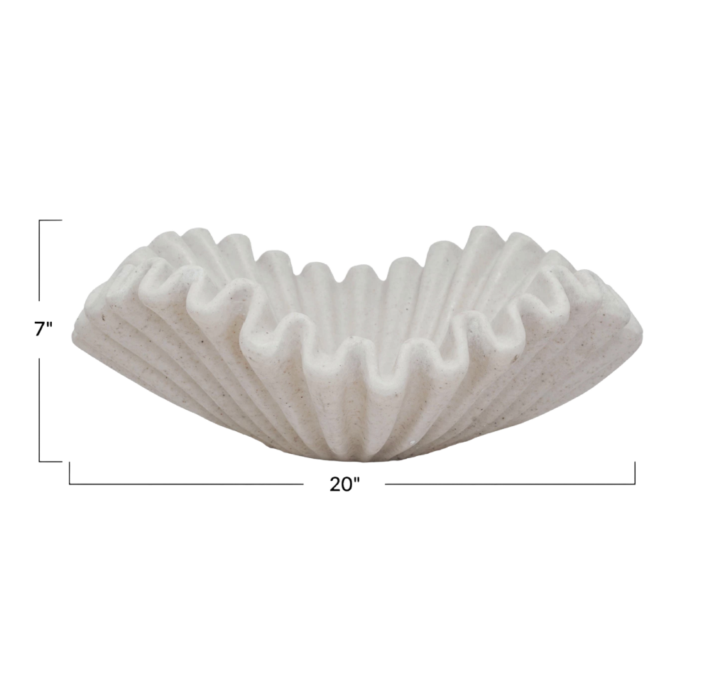 Decorative Ruffled Bowl, Cream Stone