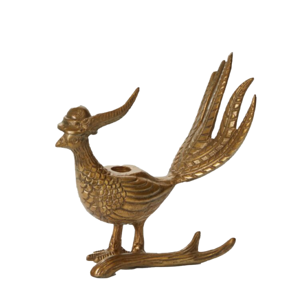 Small Brass Pheasant Candlestick