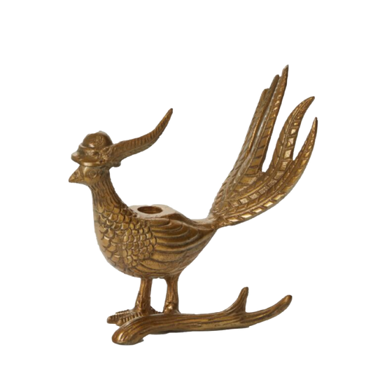 Small Brass Pheasant Candlestick