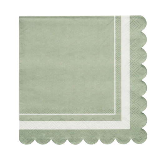 Sage Scalloped Cocktail Napkin