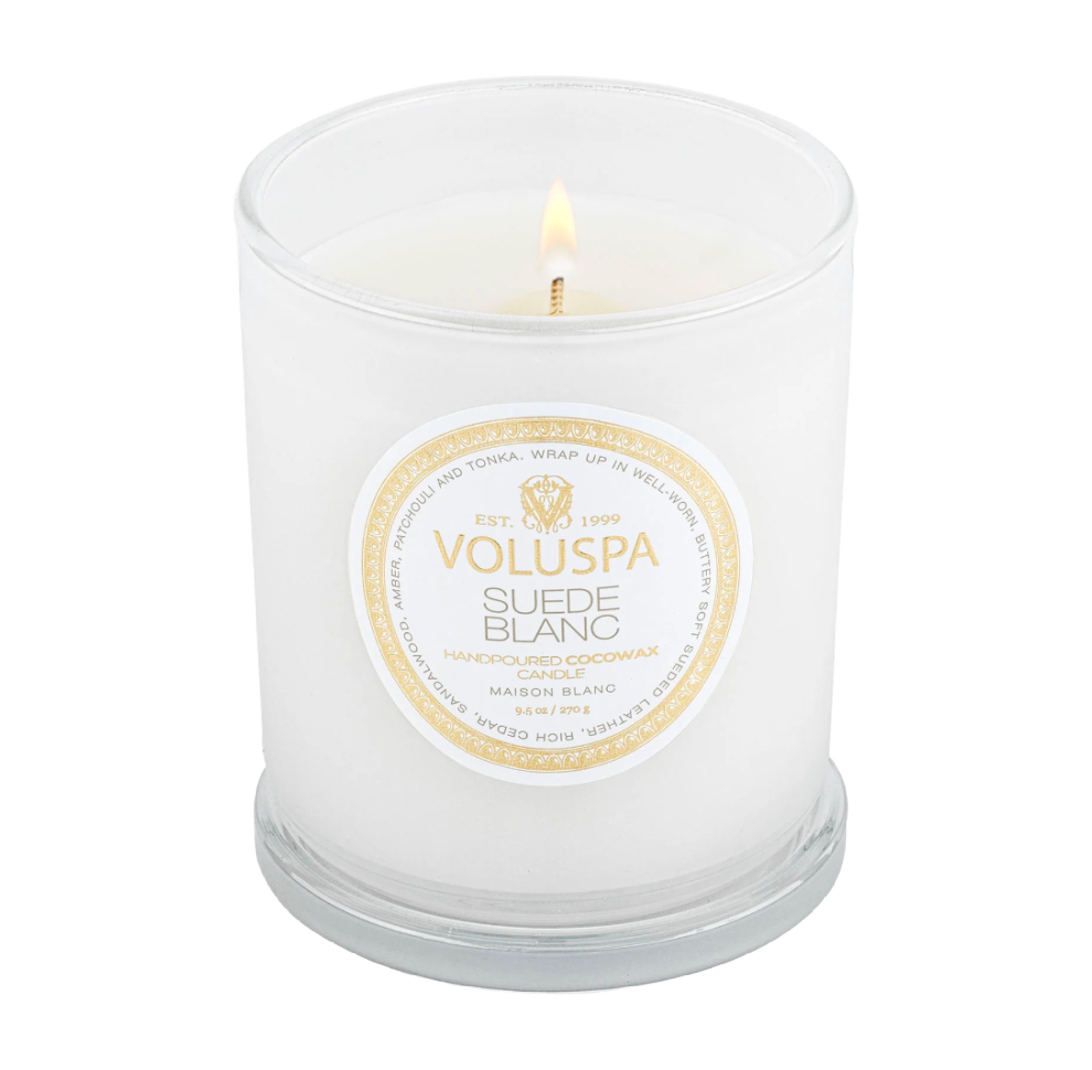 Suede Blanc Voluspa 9.5oz Classic