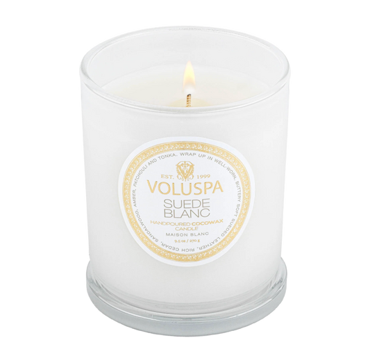 Suede Blanc Voluspa 9.5oz Classic