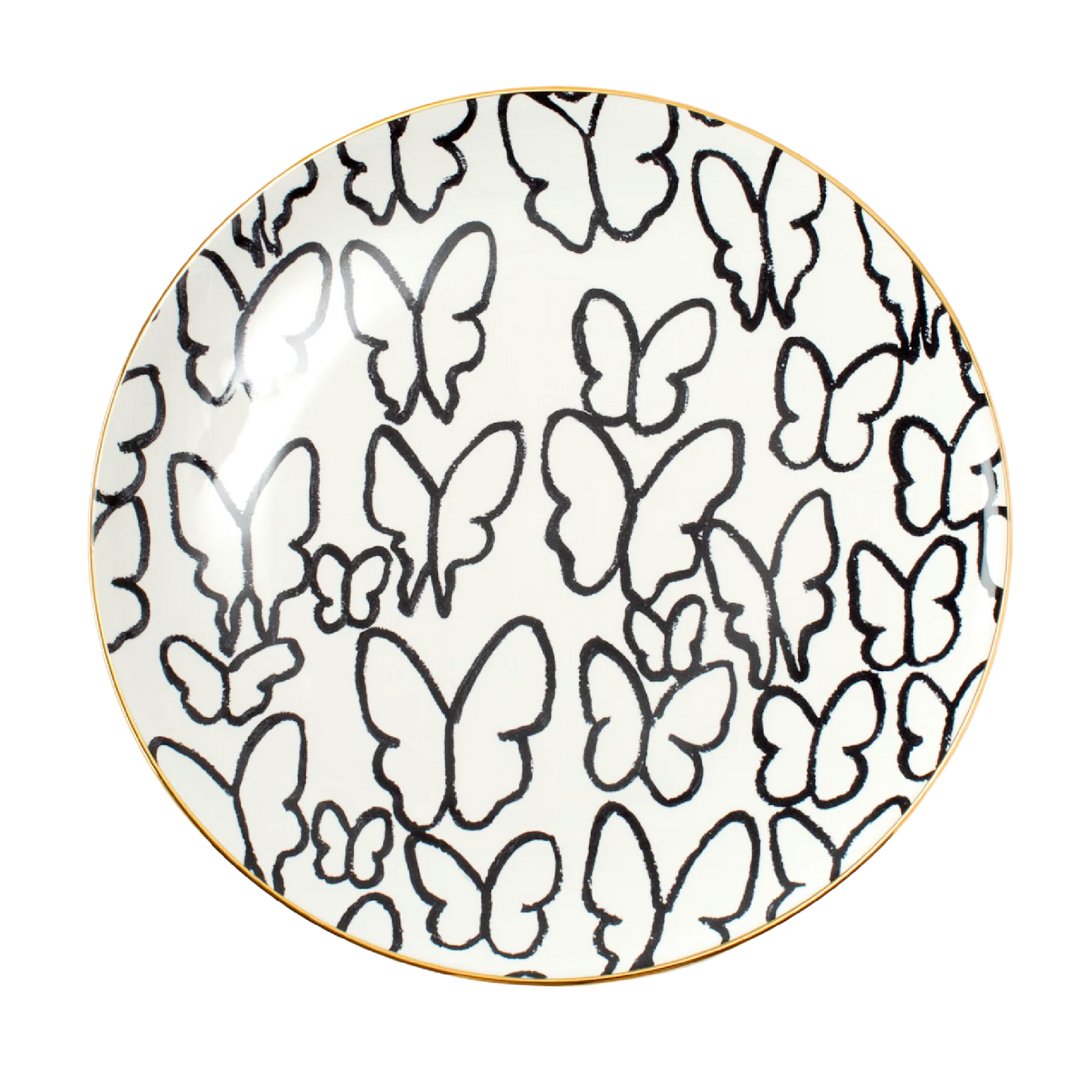 Hunt Slonem | Butterfly White/Gold Dinner Plate