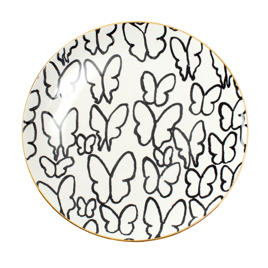 Hunt Slonem | Butterfly White/Gold Dinner Plate