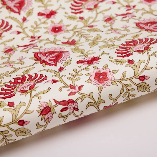 Block Printed Wrapping Paper Sheets - Flora Festive Mix