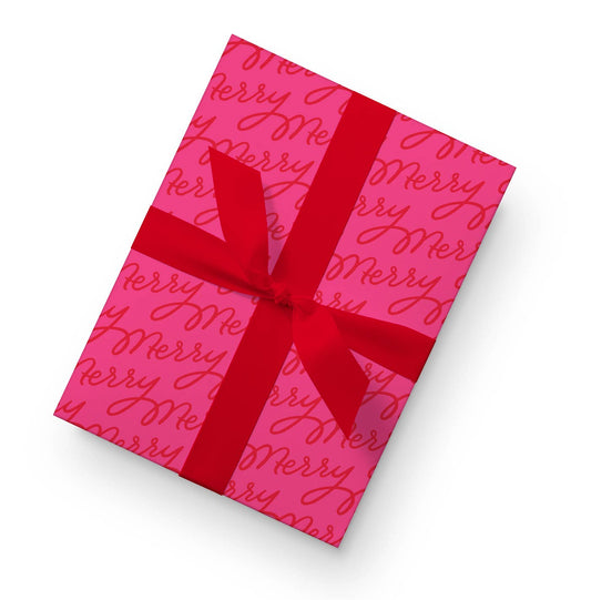 Merry Script Wrapping Paper