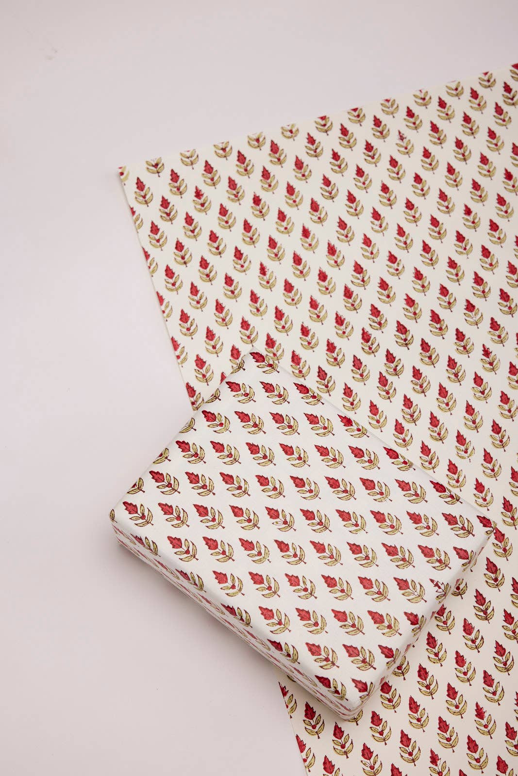 Block Printed Wrapping Paper Sheets - Buti Scarlet